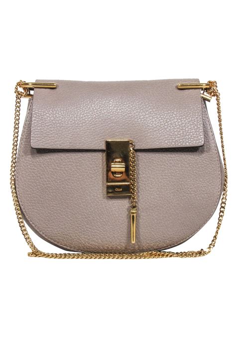 CHLOE Grained Lambskin Nano Drew Shoulder Bag Motty Grey 